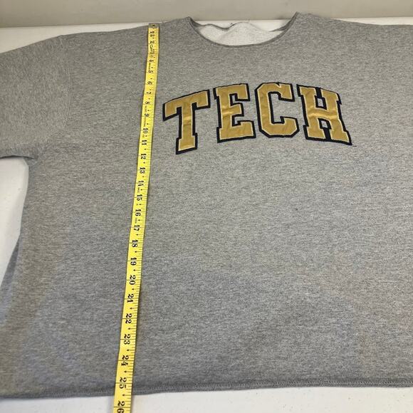 VTG Georgia Tech Cropped Raw Hem Oversized Reverse Weave Sweatshirt Size XL - Picture 7 of 8